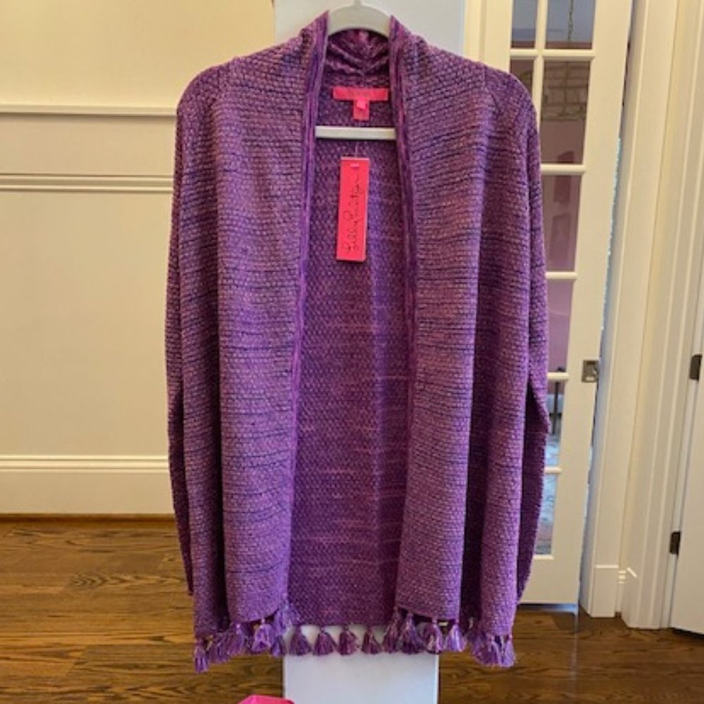 NWT Lilly Pulitzer Tova Cardigan Purple Berry Metallic Size S